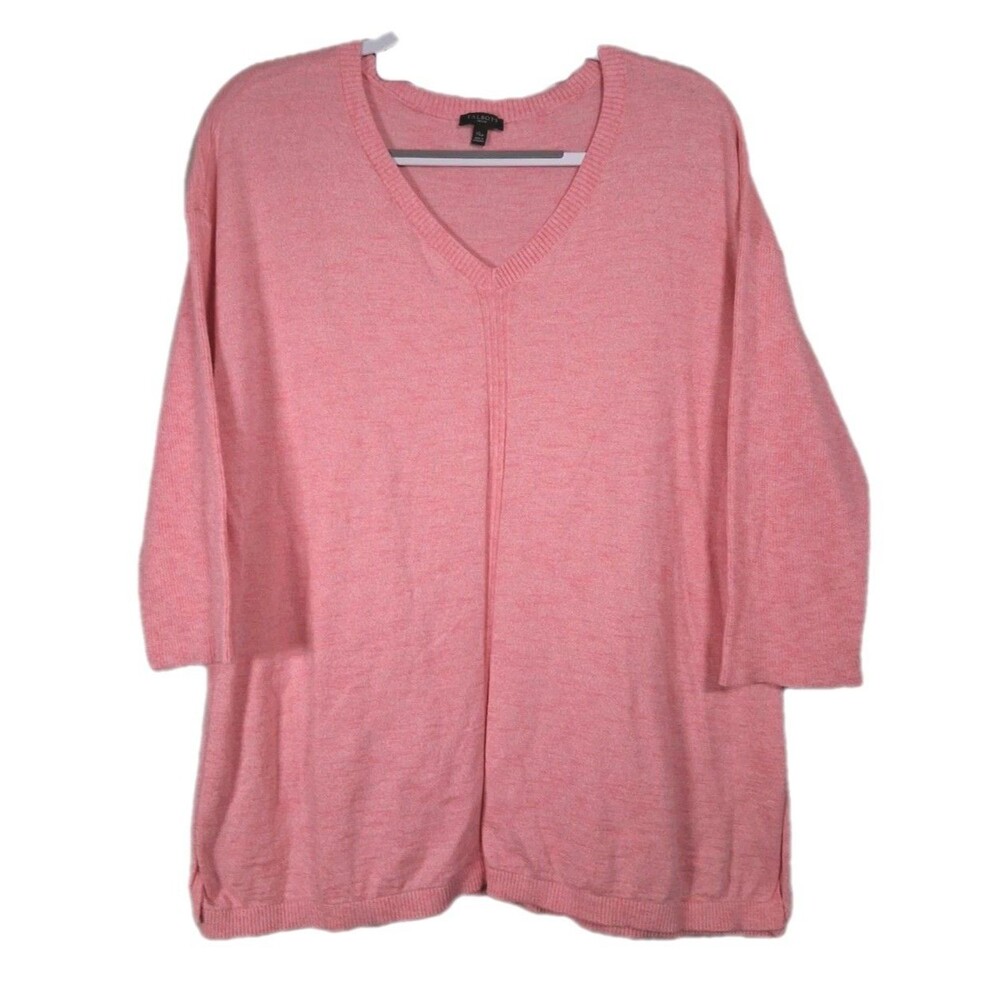 Talbots Petite Sweater Womens XLP Pink V Neck Pullover Lightweight Knit Soft New